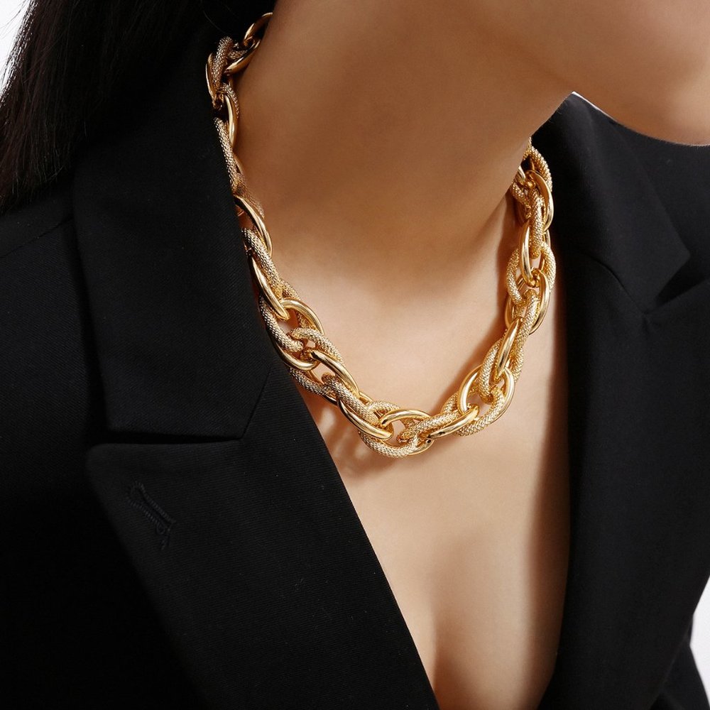 NEW Gold Chunky Link Chain Necklace - Picture 6 of 12